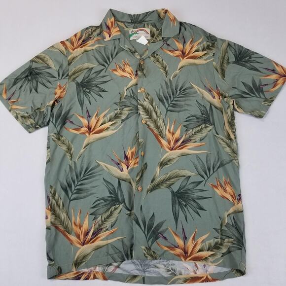 Paradise Found Shirt Mens Small Bird Of Paradise Hawaiian Aloha Rayon Hawaii - Picture 1 of 8
